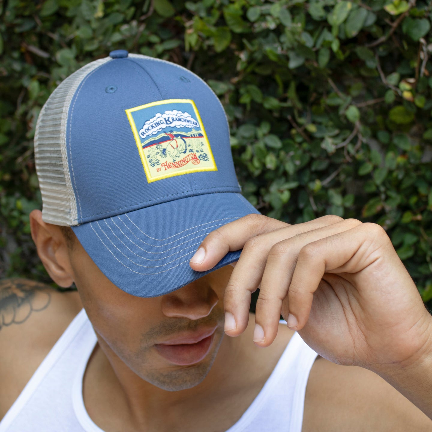 ROCKING K TRUCKER HAT IN INDIGO