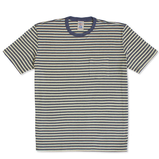 60's Recycled Vintage Surf Stripe Pocket Tee in Navy