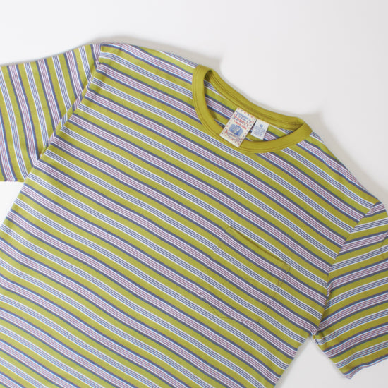 60's Recycled Vintage Surf Stripe Pocket Tee in Green